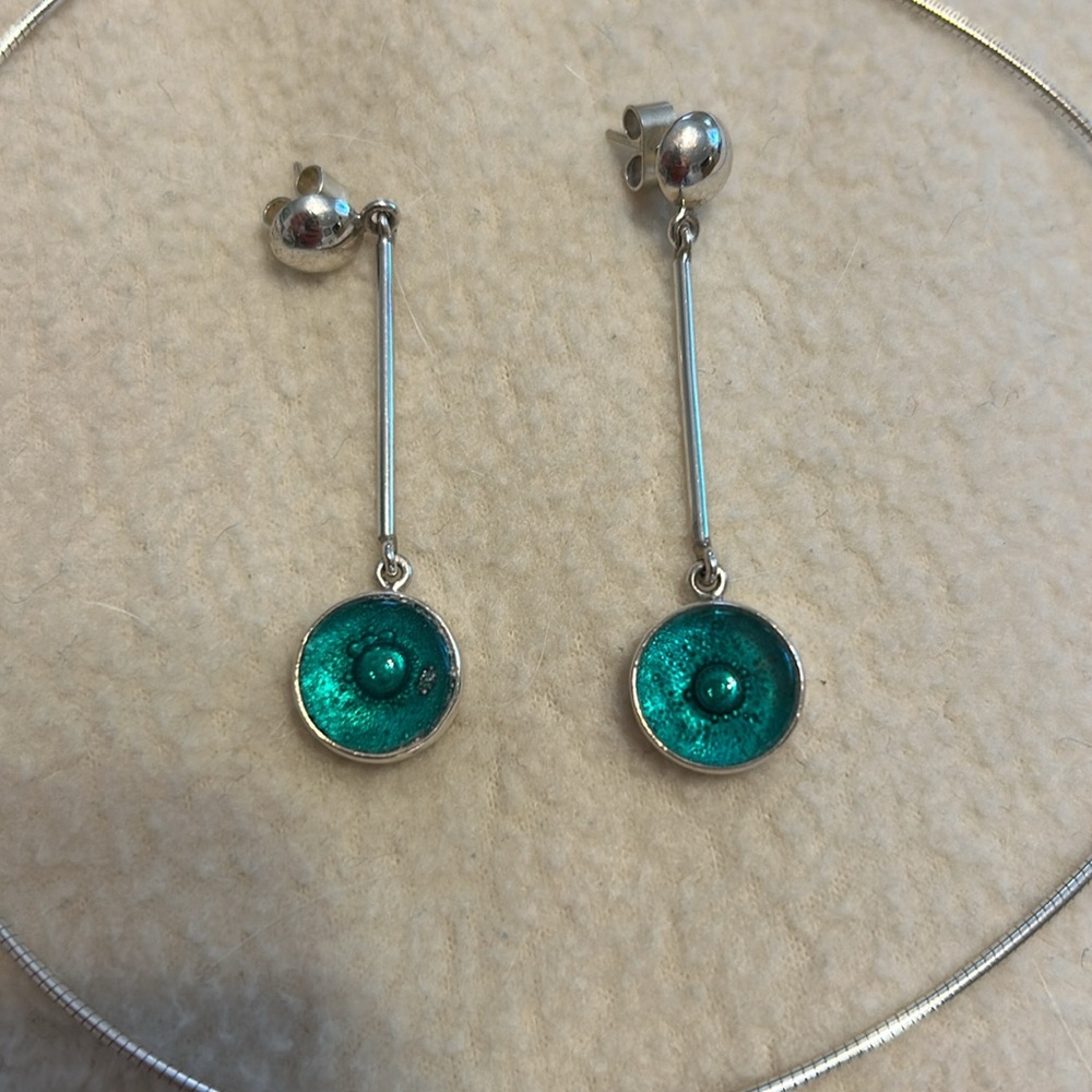 Sterling Silver Pendant and earrings on cable chain 950 TOC - Picture 3 of 7